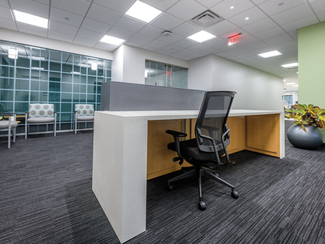 reception station for corporate work, custom design agile workplace