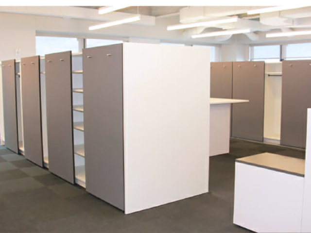 work bars and workplace storage with sliding panels - agile work