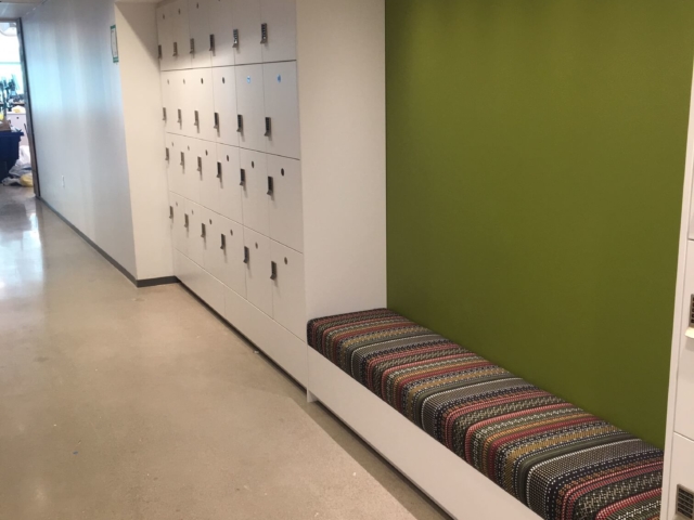 day use lockers with seating - personal storage workplace