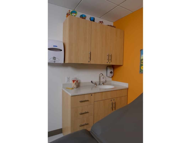 Pine laminate Base Cabinets with sink - Patient Room Casework
