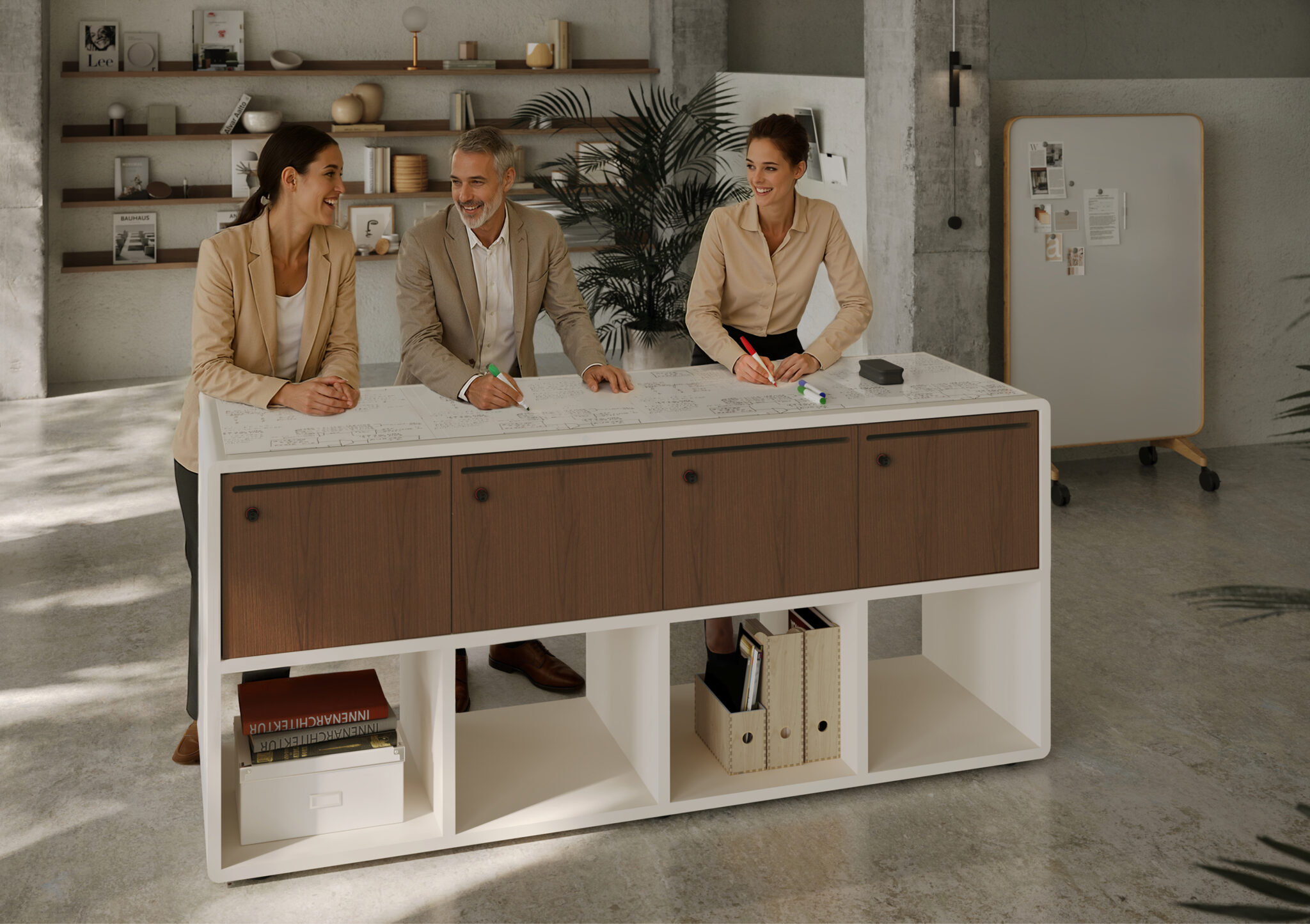 Arraya locker collection in a modern workplace environment