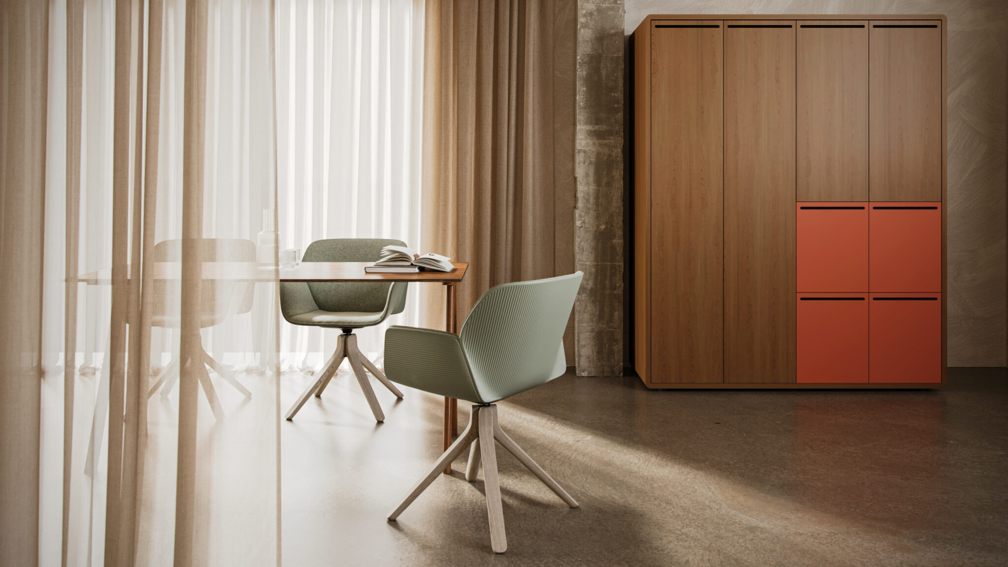 Arraya locker collection in a design-forward New York office environment