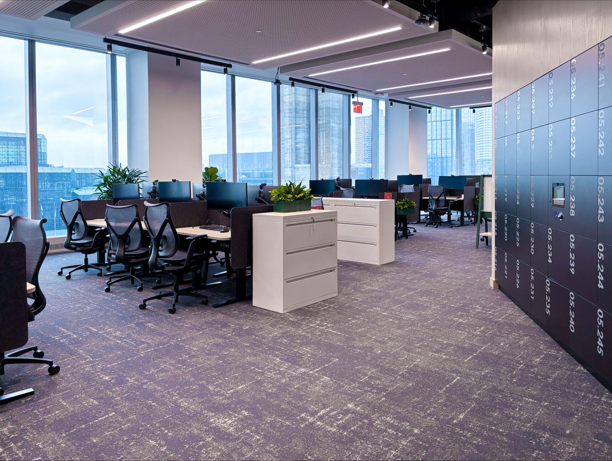 Custom HAMILTON office lockers in a modern corporate lobby — HSBC