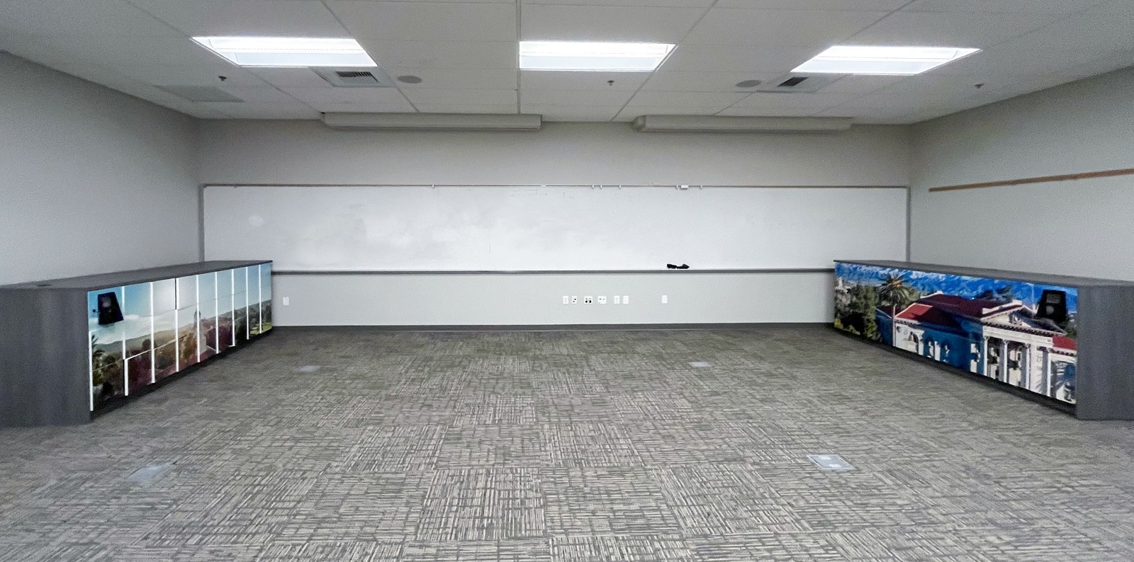 University of Redlands XR Lab showing both Hamilton laminate locker banks — Armacost Library